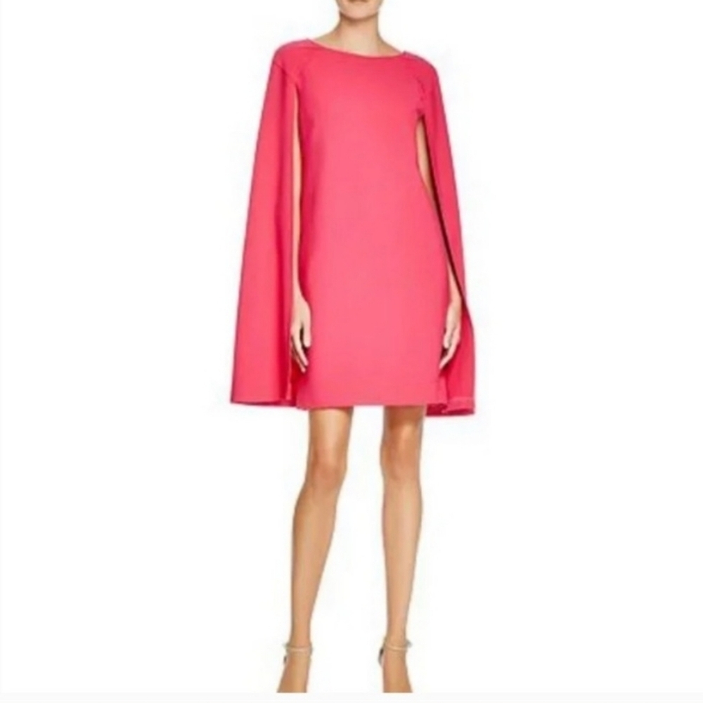 Trina Turk Gisela Cape Dress Size 0, hot pink, lined